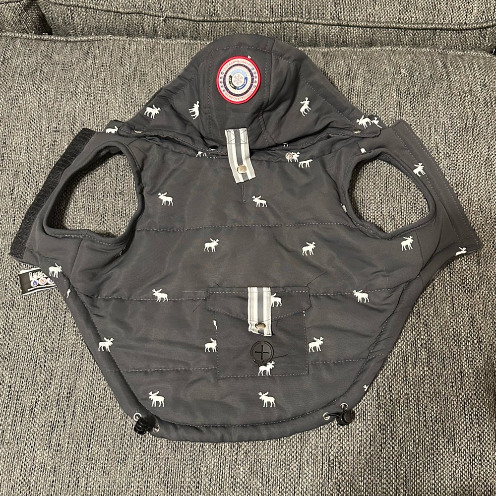 Stylish Gray Dog Jacket with Hood. M